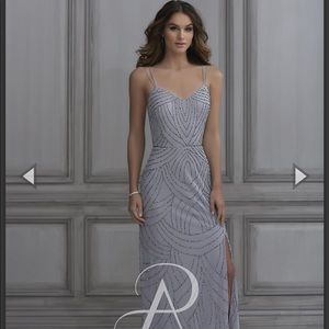 NWT Adriana Papell silver gown